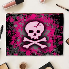 Pink Skull Star Splatter Cosmetic Bag (XL) from ArtsNow.com Front