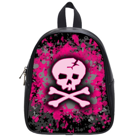 Pink Skull Star Splatter School Bag (Small) from ArtsNow.com Front