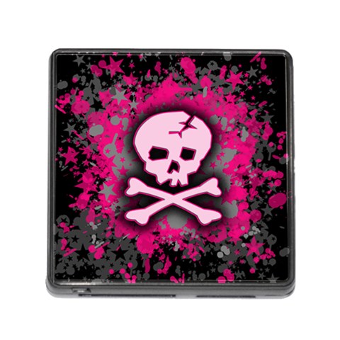 Pink Skull Star Splatter Memory Card Reader with Storage (Square) from ArtsNow.com Front