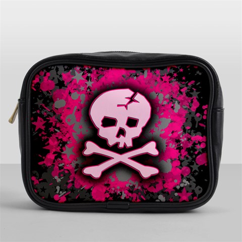 Pink Skull Star Splatter Mini Toiletries Bag (One Side) from ArtsNow.com Front