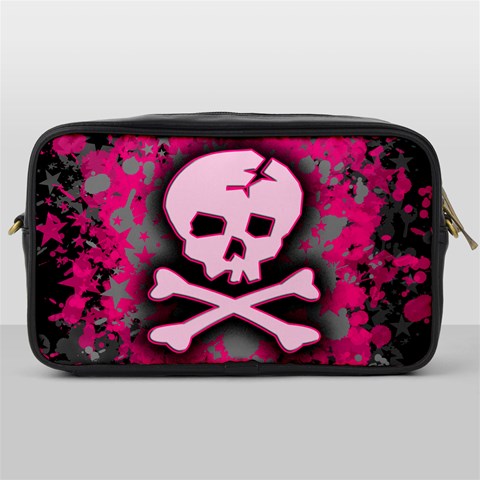 Pink Skull Star Splatter Toiletries Bag (One Side) from ArtsNow.com Front