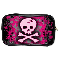 Pink Skull Star Splatter Toiletries Bag (Two Sides) from ArtsNow.com Front