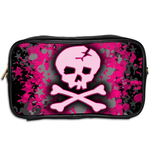 Pink Skull Star Splatter Toiletries Bag (Two Sides) from ArtsNow.com Back