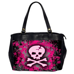 Pink Skull Star Splatter Oversize Office Handbag (Two Sides) from ArtsNow.com Front