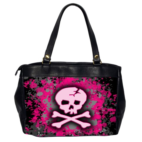 Pink Skull Star Splatter Oversize Office Handbag (Two Sides) from ArtsNow.com Back