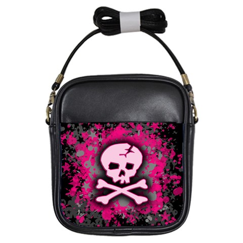 Pink Skull Star Splatter Girls Sling Bag from ArtsNow.com Front