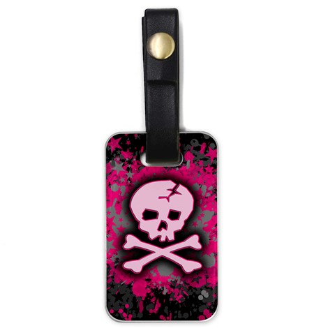 Pink Skull Star Splatter Luggage Tag (one side) from ArtsNow.com Front