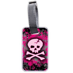 Pink Skull Star Splatter Luggage Tag (two sides) from ArtsNow.com Front