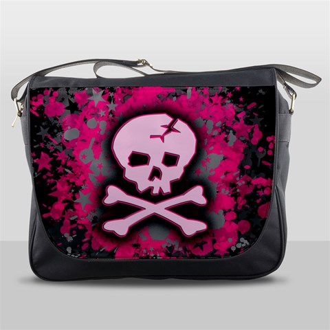 Pink Skull Star Splatter Messenger Bag from ArtsNow.com Front