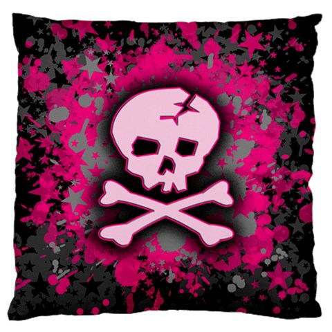 Pink Skull Star Splatter Large Cushion Case (Two Sides) from ArtsNow.com Front