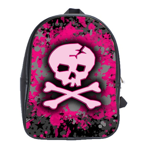 Pink Skull Star Splatter School Bag (XL) from ArtsNow.com Front