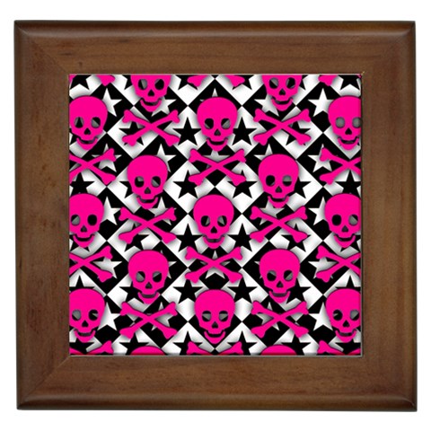 Pink Skulls & Stars Framed Tile from ArtsNow.com Front