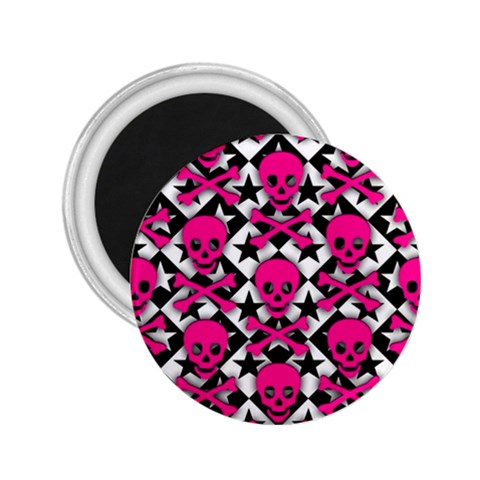 Pink Skulls & Stars 2.25  Magnet from ArtsNow.com Front