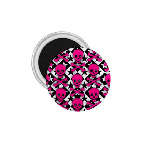 Pink Skulls & Stars 1.75  Magnet from ArtsNow.com Front