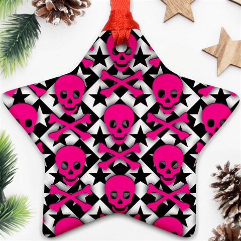 Pink Skulls & Stars Ornament (Star) from ArtsNow.com Front