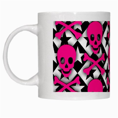 Pink Skulls & Stars White Mug from ArtsNow.com Left