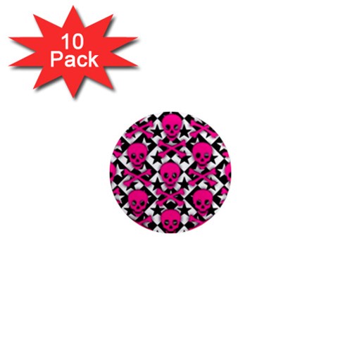 Pink Skulls & Stars 1  Mini Magnet (10 pack)  from ArtsNow.com Front