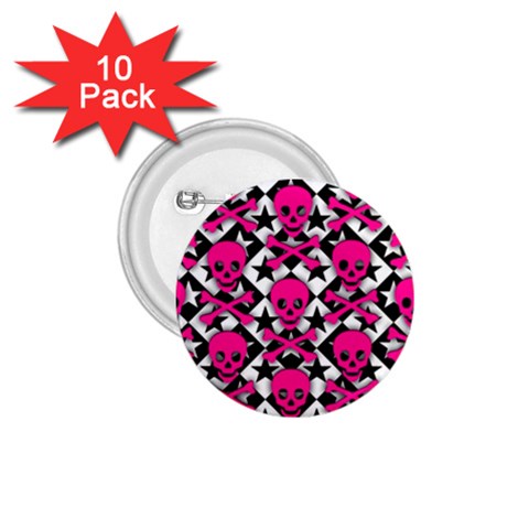 Pink Skulls & Stars 1.75  Button (10 pack)  from ArtsNow.com Front