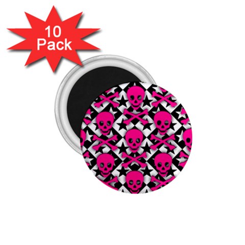 Pink Skulls & Stars 1.75  Magnet (10 pack)  from ArtsNow.com Front