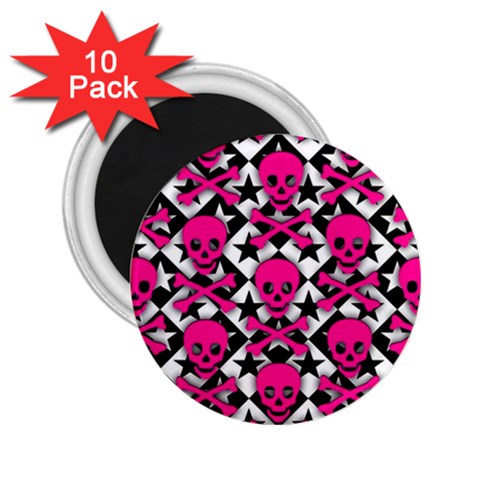 Pink Skulls & Stars 2.25  Magnet (10 pack) from ArtsNow.com Front