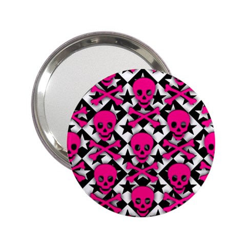 Pink Skulls & Stars 2.25  Handbag Mirror from ArtsNow.com Front