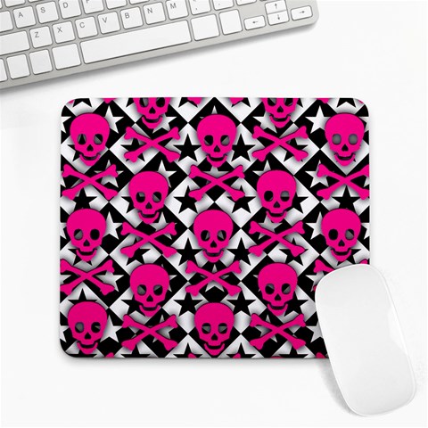 Pink Skulls & Stars Large Mousepad from ArtsNow.com Front