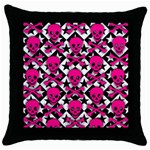 Pink Skulls & Stars Throw Pillow Case (Black)