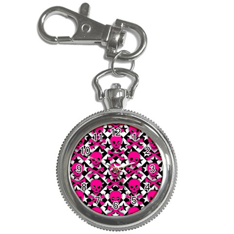 Pink Skulls & Stars Key Chain Watch from ArtsNow.com Front