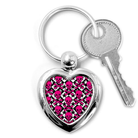 Pink Skulls & Stars Key Chain (Heart) from ArtsNow.com Front