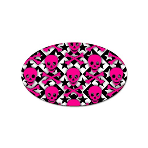 Pink Skulls & Stars Sticker (Oval) from ArtsNow.com Front