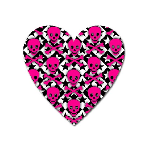 Pink Skulls & Stars Magnet (Heart) from ArtsNow.com Front