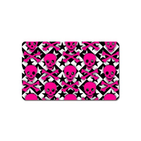 Pink Skulls & Stars Magnet (Name Card) from ArtsNow.com Front