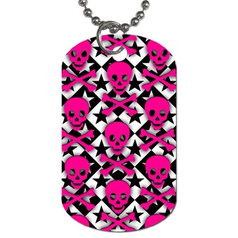 Pink Skulls & Stars Dog Tag (One Side) from ArtsNow.com Front