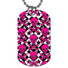 Pink Skulls & Stars Dog Tag (Two Sides) from ArtsNow.com Front