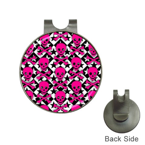 Pink Skulls & Stars Golf Ball Marker Hat Clip from ArtsNow.com Front