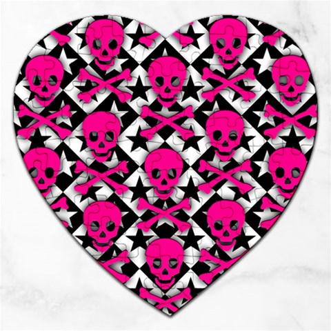 Pink Skulls & Stars Jigsaw Puzzle (Heart) from ArtsNow.com Front