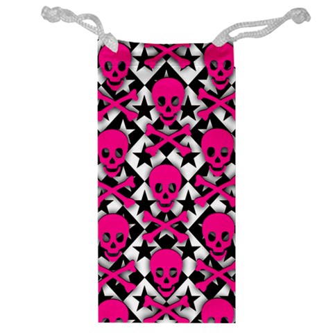 Pink Skulls & Stars Jewelry Bag from ArtsNow.com Front