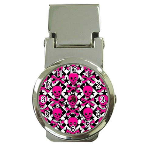 Pink Skulls & Stars Money Clip Watch from ArtsNow.com Front