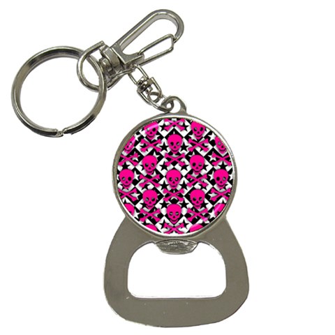 Pink Skulls & Stars Bottle Opener Key Chain from ArtsNow.com Front