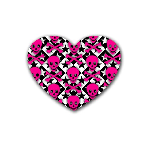 Pink Skulls & Stars Heart Coaster (4 pack) from ArtsNow.com Front