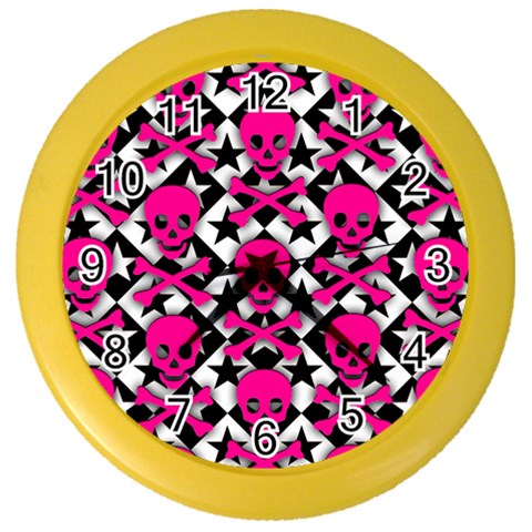 Pink Skulls & Stars Color Wall Clock from ArtsNow.com Front