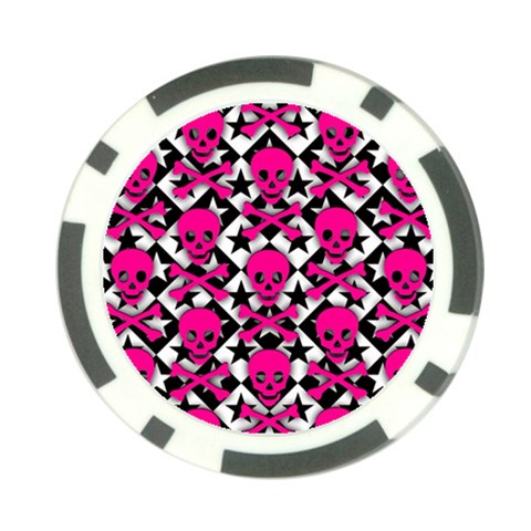 Pink Skulls & Stars Poker Chip Card Guard from ArtsNow.com Front