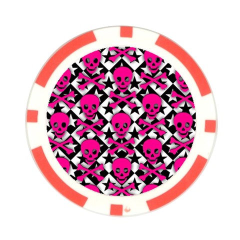 Pink Skulls & Stars Poker Chip Card Guard from ArtsNow.com Front