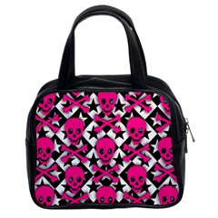 Pink Skulls & Stars Classic Handbag (Two Sides) from ArtsNow.com Front