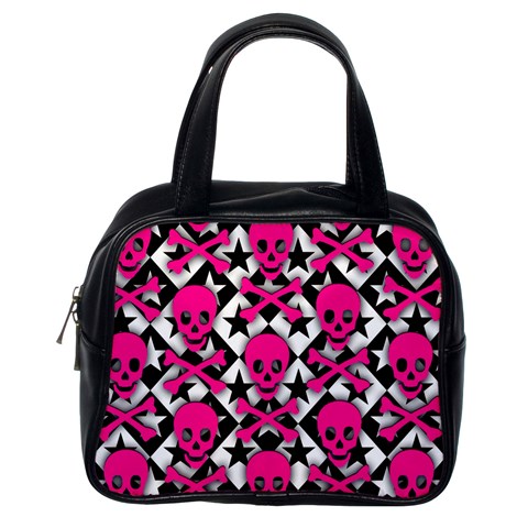 Pink Skulls & Stars Classic Handbag (Two Sides) from ArtsNow.com Back