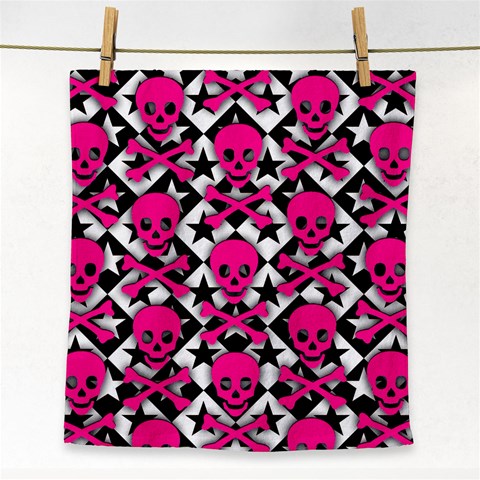 Pink Skulls & Stars Face Towel from ArtsNow.com Front