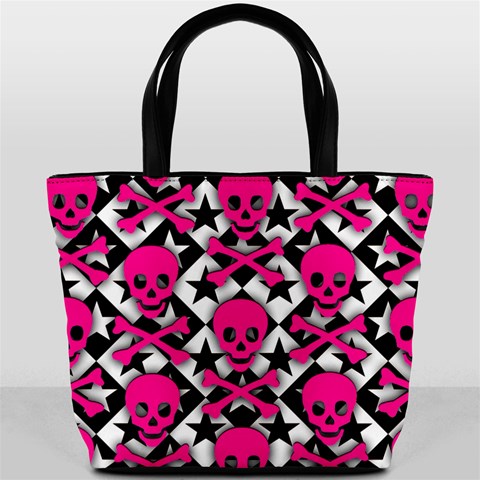 Pink Skulls & Stars Bucket Bag from ArtsNow.com Front