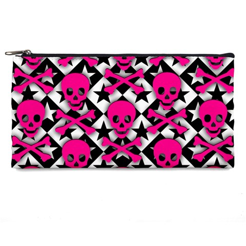 Pink Skulls & Stars Pencil Case from ArtsNow.com Front