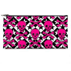 Pink Skulls & Stars Pencil Case from ArtsNow.com Front