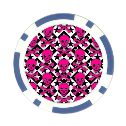 Pink Skulls & Stars Poker Chip Card Guard (10 pack) from ArtsNow.com Front